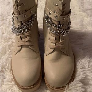 Nude chain combat boots